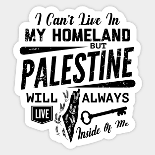 Palestine Will Always Live Inside Of Me Palestinian Right of Return Design - blk Sticker